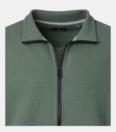 Cardigan bumbac structurat fermoar buzunare barbati CASA MODA verde [2]