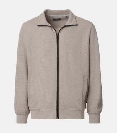 Pulovere - Cardigan bumbac structurat fermoar buzunare barbati CASA MODA bej