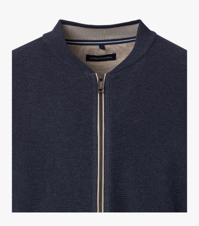 Cardigan fermoar buzunare bumbac barbati CASA MODA bleumarin [2]