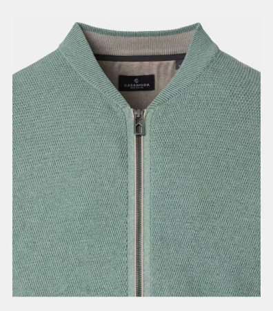 Cardigan bumbac fermoar buzunare barbati CASA MODA verde deschis [2]