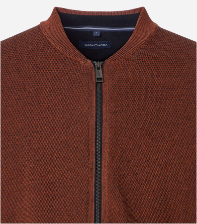Cardigan fermoar buzunare bumbac barbati CASA MODA portocaliu inchis [2]