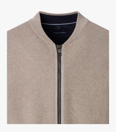 Cardigan fermoar buzunare bumbac barbati CASA MODA bej [2]