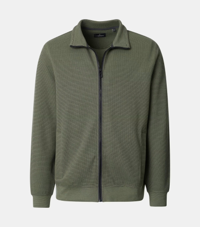 pulover cu fermoar - Cardigan buzunare fermoar barbati CASA MODA verde