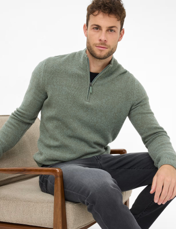 Pulover troyer lana fermoar 1/3 barbati BRAX STEFFEN 272358-70133000 verde melanj [5]