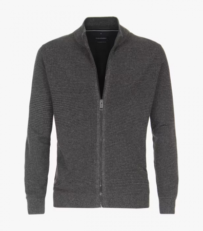 Pulovere - Cardigan fermoar bumbac structurat barbati CASA MODA gri