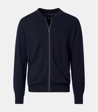 pulover cu fermoar - Cardigan bumbac Pima guler college barbati CASA MODA 004440 bleumarin