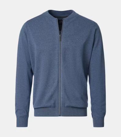 pulover cu fermoar - Cardigan bumbac Pima guler college barbati CASA MODA 004440 albastru