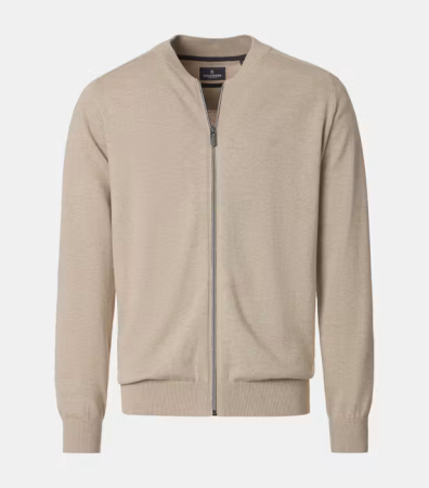 pulover cu fermoar - Cardigan bumbac Pima guler college barbati CASA MODA 004440 bej