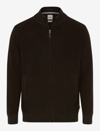 pulover cu fermoar - Cardigan lana/bumbac barbati BRAX JOHN maro