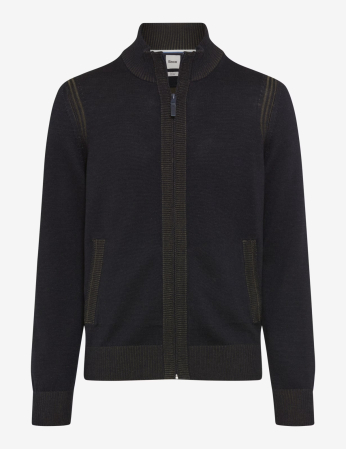 pulover cardigan - Cardigan lana/bumbac barbati BRAX JAKE bleumarin