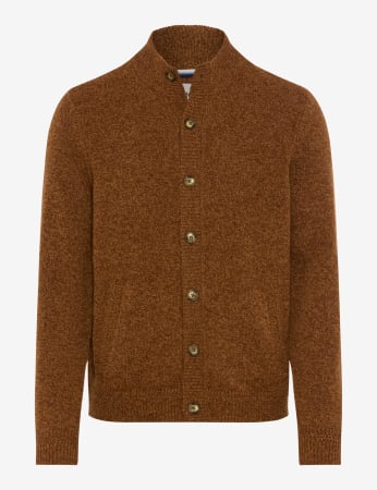 pulover cardigan - Cardigan lana nasturi barbati BRAX JEFF 272358-70133100 maro melanj