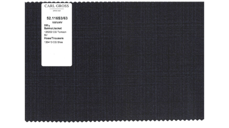costume mix&match - Pantaloni costum lana Loro Piana m&m barbati CARL GROSS Silas ModernFit 52.116S3 bleumarin carouri
