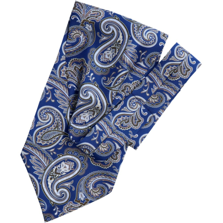 Accesorii - Cravata Ascot matase barbati LINTA albastru inchis paisley