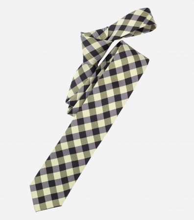 Accesorii - Cravata matase ingusta VENTI 6cm galben patratele