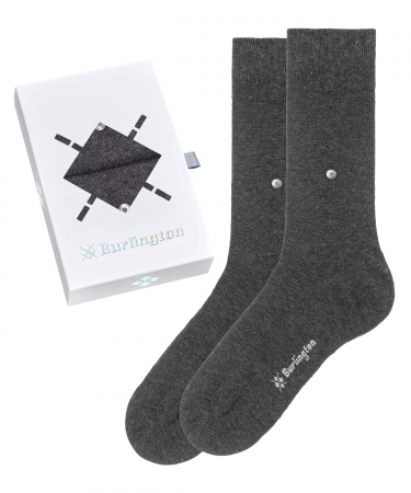 sosete - Cutie sosete barbati BURLINGTON Basic set 2 perechi gri uni 40-46