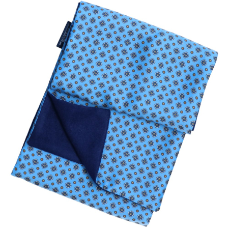 esarfe fulare manusi - Esarfa matase barbati LINTA bleu patratele/cerculete