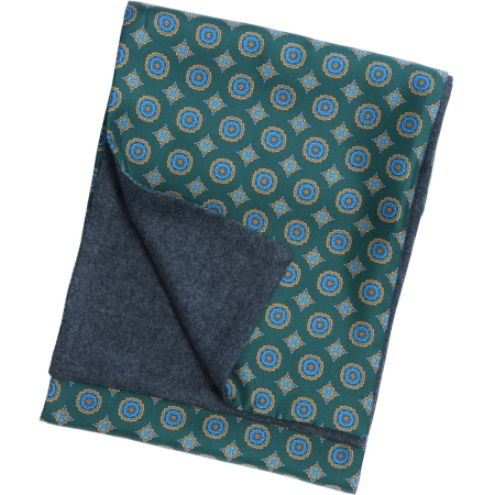 esarfe fulare manusi - Esarfa matase barbati LINTA verde cerculete