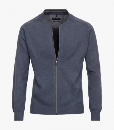 Pulovere - Cardigan cu fermoar bumbac Pima barbati CASA MODA 004440 albastru