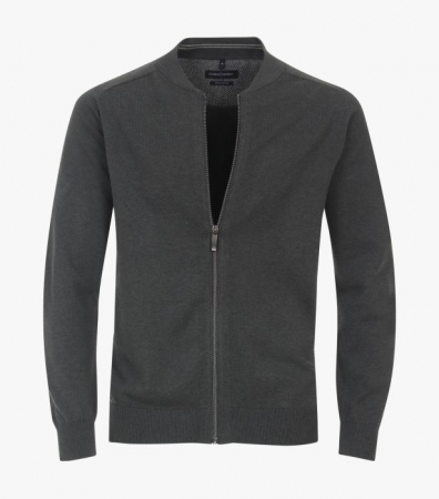 pulover cardigan - Cardigan fermoar bumbac Pima barbati CASA MODA 004440 oliv