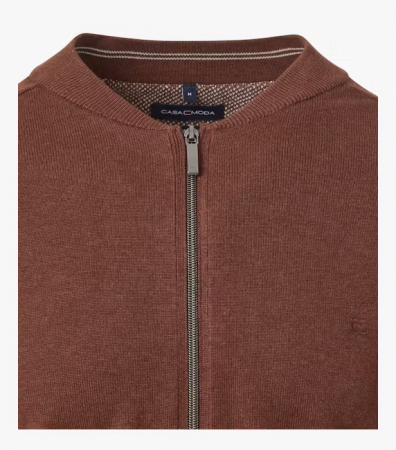 Cardigan cu fermoar bumbac Pima barbati CASA MODA 004440 maro [2]