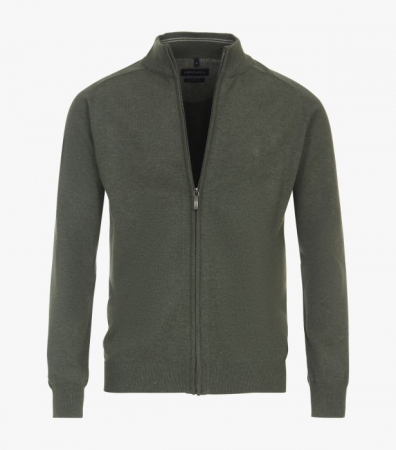 pulover cardigan - Cardigan fermoar bumbac Pima barbati CASA MODA 004450 verde