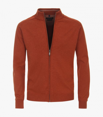 pulover cardigan - Cardigan fermoar bumbac Pima barbati CASA MODA 004450 caramiziu