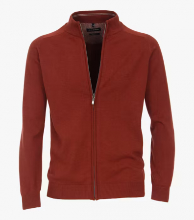 Pulovere - Cardigan fermoar bumbac Pima barbati CASA MODA 004450 caramiziu