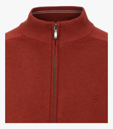 Cardigan fermoar bumbac Pima barbati CASA MODA 004450 caramiziu [2]