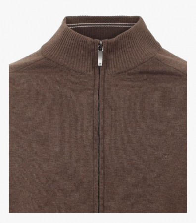 Cardigan fermoar bumbac Pima barbati CASA MODA 004450 maro [2]