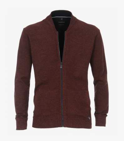 pulover cardigan - Cardigan fermoar bumbac barbati CASA MODA portocaliu inchis