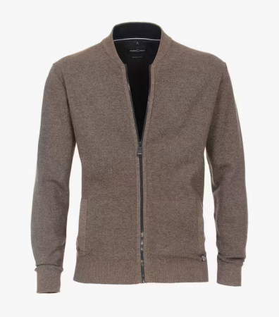 pulover cardigan - Cardigan fermoar bumbac barbati CASA MODA bej