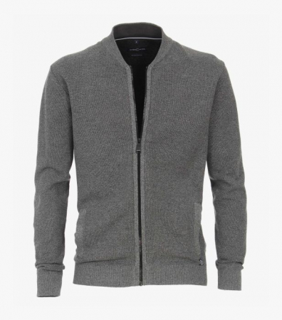 pulover cardigan - Cardigan fermoar bumbac barbati CASA MODA gri