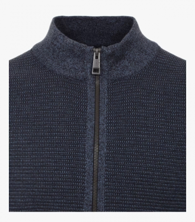 Cardigan fermoar bumbac structurat barbati CASA MODA bleumarin [2]