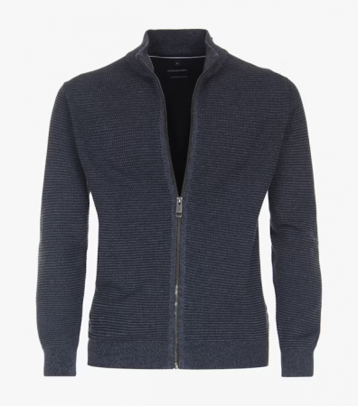 Pulovere - Cardigan fermoar bumbac structurat barbati CASA MODA bleumarin