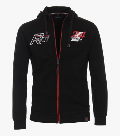 bluze midlayer training fleece - Hanorac fermoar gluga barbati CASA MODA Racing negru