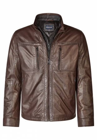 jachete piele - Jacheta barbati piele nappa HECHTER 55305-132430 maro inchis