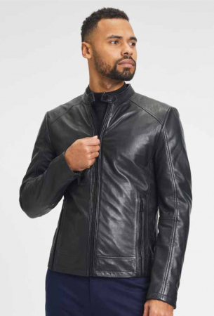 Jacheta piele biker barbati Slim Mauritius 2.0 SHIRU negru [2]