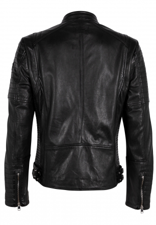 Jacheta piele biker barbati Regular MAURITIUS Carius negru [1]