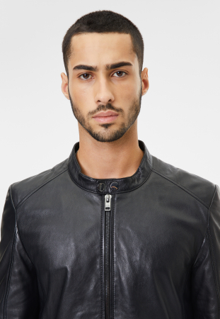 Jacheta piele biker barbati Slim Mauritius 2.0 IGNACY negru [5]