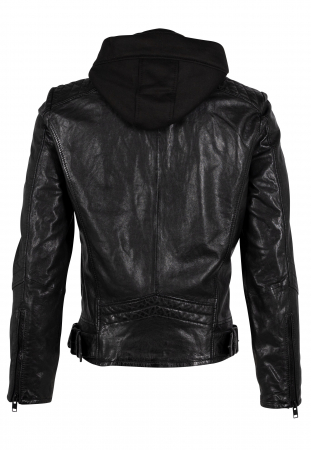 Jacheta piele biker barbati Slim Mauritius DARYON negru [1]