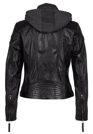 Jacheta biker piele gluga dama Regular MAURITIUS Cacey negru [1]