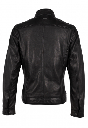 Jacheta piele biker barbati Comfort Mauritius Bandu negru [1]