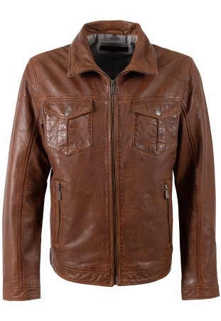 jachete piele - Jacheta piele clasica barbati Comfort MAURITIUS Deercraft NENNOS maro