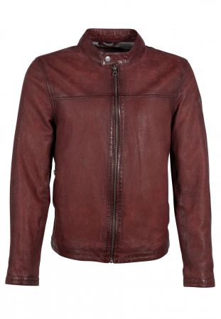 jachete piele - Jacheta piele biker barbati Slim Mauritius HIET rosu