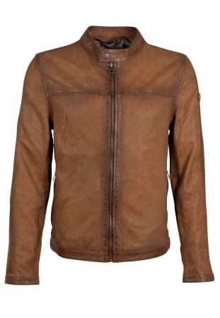 jachete piele - Jacheta piele biker barbati Slim Mauritius HIET maro