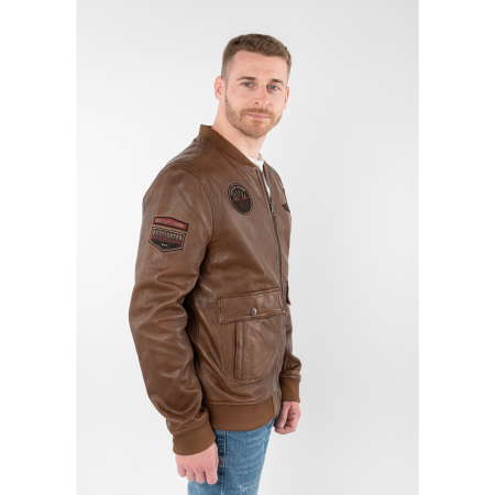 Jacheta piele pilot barbati MAURITIUS Airpilot coniac [4]