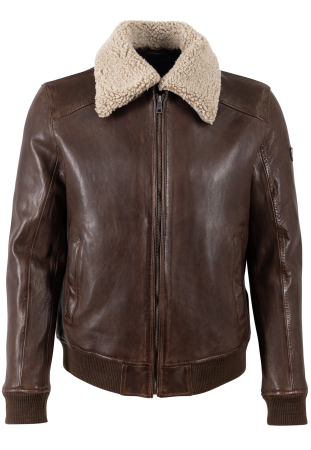 jachete piele - Jacheta piele bluzon barbati MAURITIUS Brovig maro