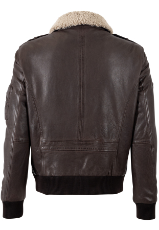 Jacheta piele pilot barbati Regular MAURITIUS Cruise maro inchis [1]