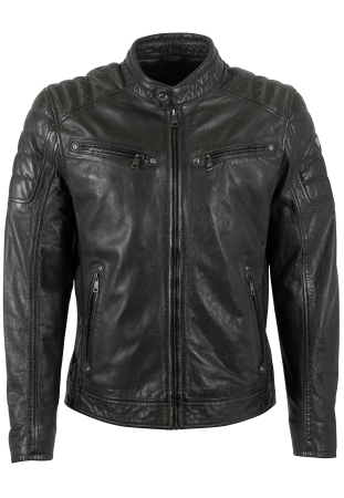 jachete piele - Jacheta biker piele barbati MAURITIUS Derry verde inchis