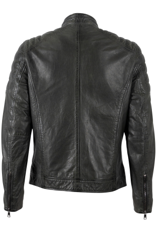 Jacheta biker piele barbati MAURITIUS Derry verde inchis [1]